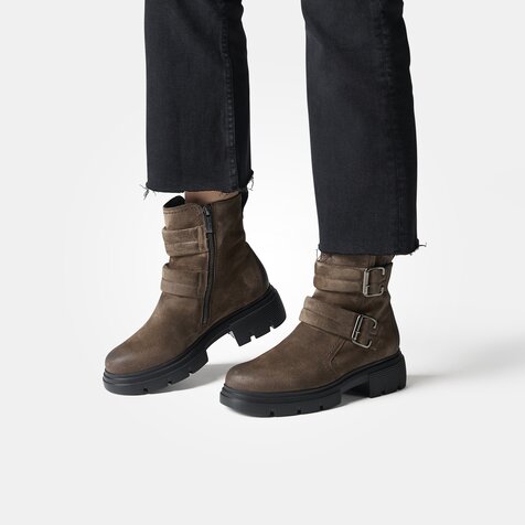 Ankle boots with buckles in brown Paul Green